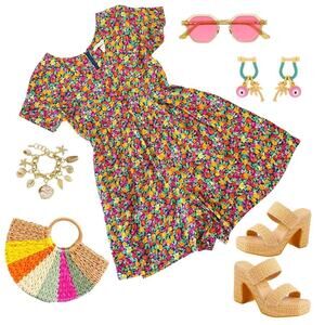 Floral short sleeve romper pockets